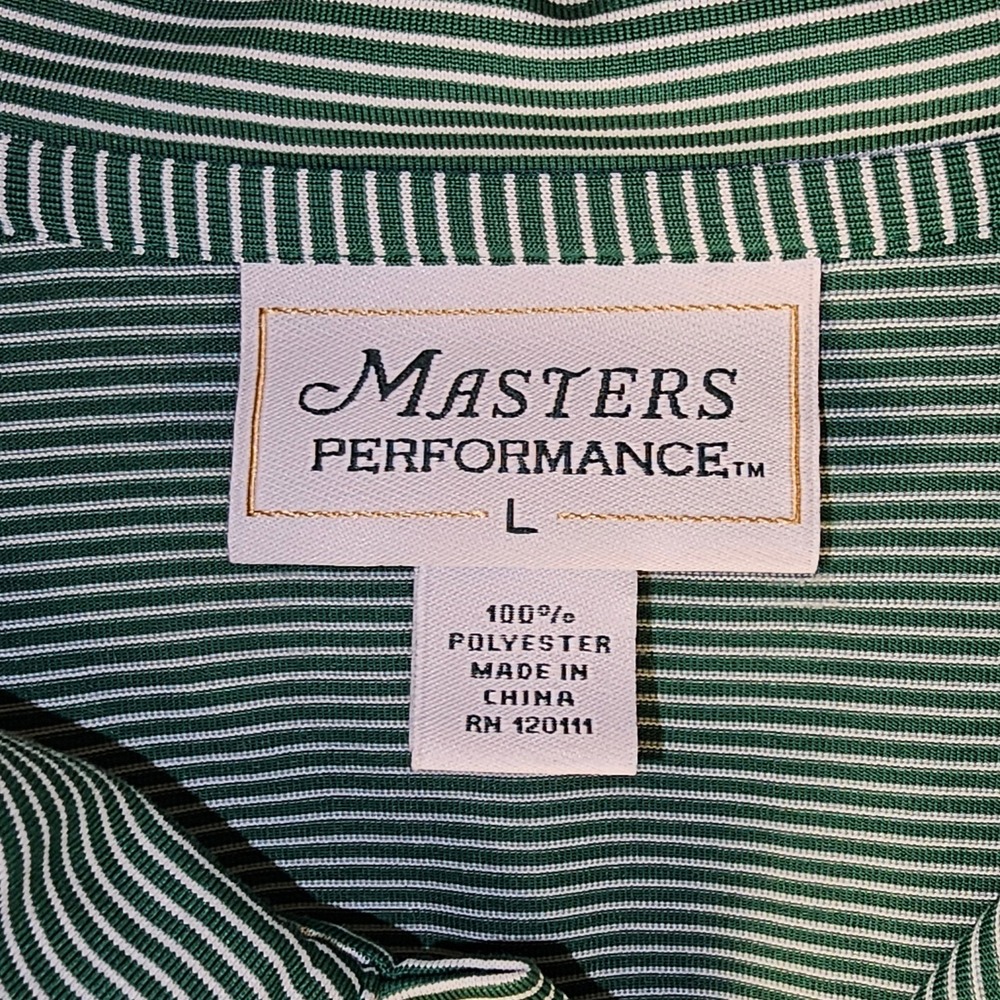 Masters Performance Mens Green White Striped‎ Golf Polo Shirt Large - Picture 4 of 4